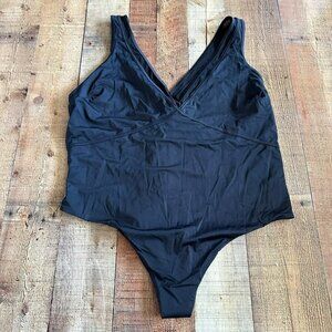 Asos black plunge neck swimming suit 24
